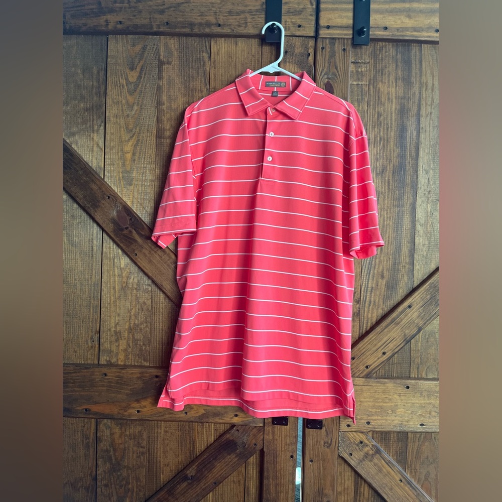Peter Millar Golf Shirt - Coral Color; Large